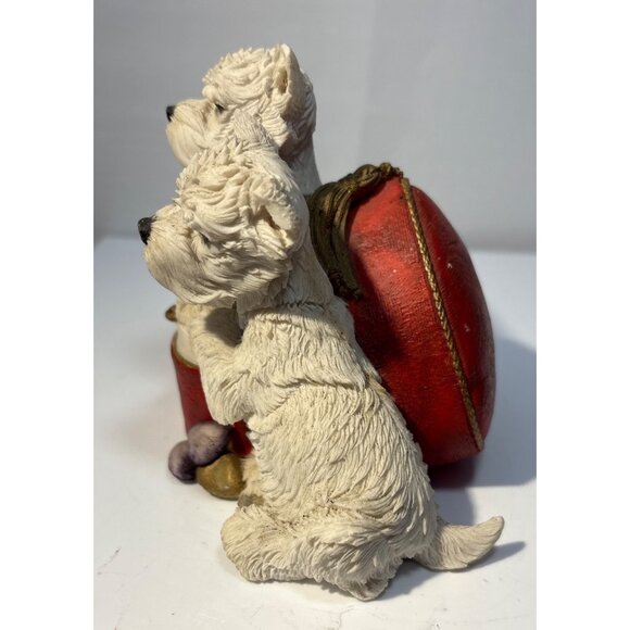 Westie Pair in Heart Shaped Box Country Artist West Highland Terrier Puppies 4x4 - Picture 6 of 9